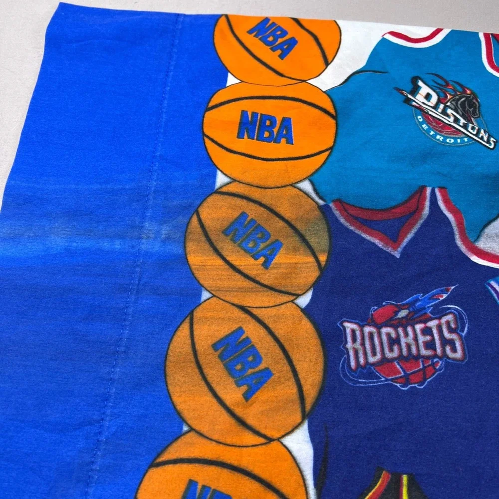 Vintage NBA All Team Jersey Print Pillowcase 90s Basketball Lakers Bulls Heat